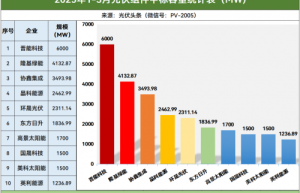 一季度光伏组件排行榜：央国企71.87GW：东方日升中标排行第六